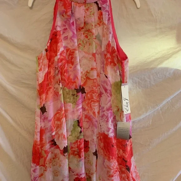 ✨💥⚡️ Eliza J. NEW Chiffon Pink & Cream Floral Print Halter Neck Dress - Picture 4 of 11